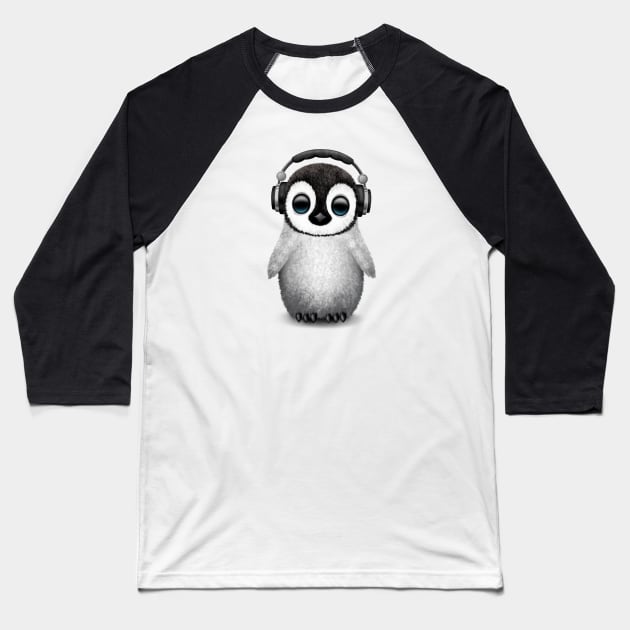 Cute Baby Penguin Dj Wearing Headphones Baseball T-Shirt by jeffbartels